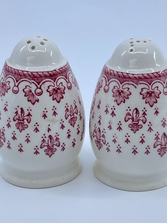vintage spode copeland fleur de lis salt & pepper shakers made in england - Picture 1 of 5